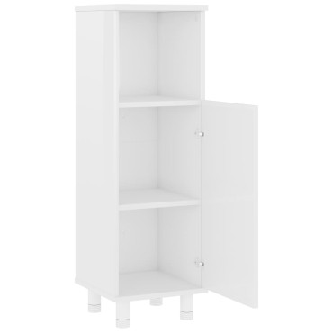 vidaXL Στήλη Μπάνιου Γυαλιστερό Λευκό 30x30x95cm από Επεξ. Ξύλο 1 τεμ.