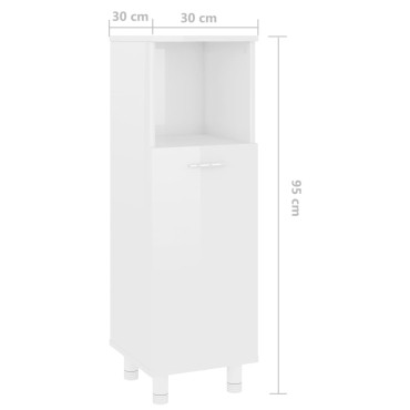 vidaXL Στήλη Μπάνιου Γυαλιστερό Λευκό 30x30x95cm από Επεξ. Ξύλο 1 τεμ.