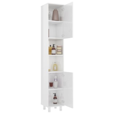 vidaXL Στήλη Μπάνιου Γυαλιστερό Λευκό 30x30x179cm Επεξ. Ξύλο 1 τεμ.