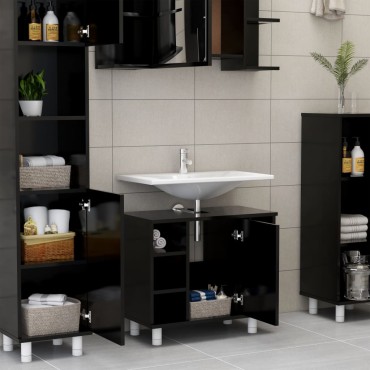 vidaXL Ντουλάπι Νιπτήρα Μαύρο 60x32x53,5cm Επεξ. Ξύλο 1 τεμ.