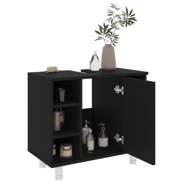 vidaXL Ντουλάπι Νιπτήρα Μαύρο 60x32x53,5cm Επεξ. Ξύλο 1 τεμ.