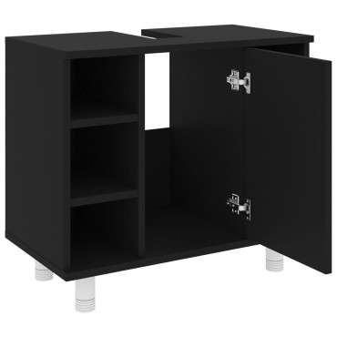 vidaXL Ντουλάπι Νιπτήρα Μαύρο 60x32x53,5cm Επεξ. Ξύλο 1 τεμ.