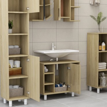vidaXL Ντουλάπι Νιπτήρα Sonoma Δρυς 60x32x53,5cm από Επεξ. Ξύλο 1 τεμ.