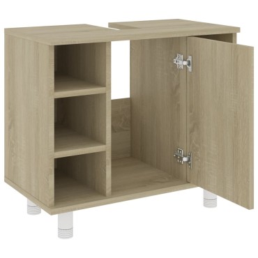 vidaXL Ντουλάπι Νιπτήρα Sonoma Δρυς 60x32x53,5cm από Επεξ. Ξύλο 1 τεμ.
