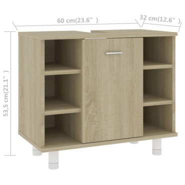 vidaXL Ντουλάπι Νιπτήρα Sonoma Δρυς 60x32x53,5cm από Επεξ. Ξύλο 1 τεμ.