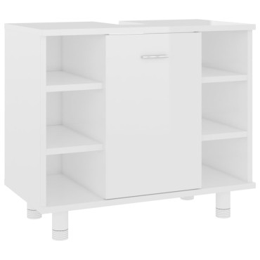 vidaXL Ντουλάπι Νιπτήρα Γυαλιστερό Λευκό 60x32x53,5cm Επεξ. Ξύλο 1 τεμ.