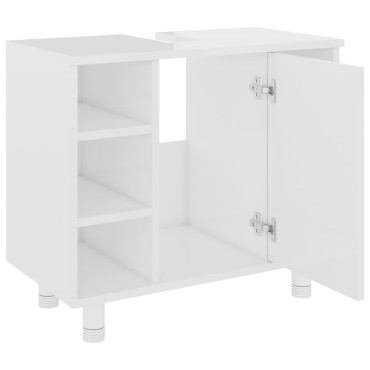 vidaXL Ντουλάπι Νιπτήρα Γυαλιστερό Λευκό 60x32x53,5cm Επεξ. Ξύλο 1 τεμ.