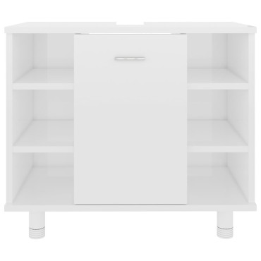 vidaXL Ντουλάπι Νιπτήρα Γυαλιστερό Λευκό 60x32x53,5cm Επεξ. Ξύλο 1 τεμ.