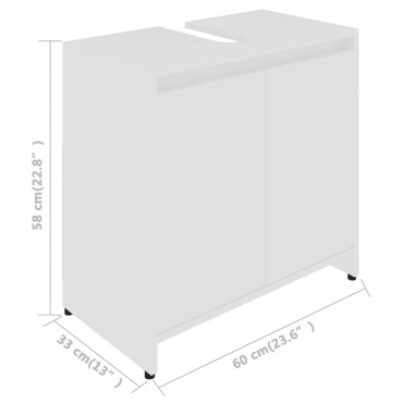 vidaXL Ντουλάπι Νιπτήρα Λευκό 60x33x61cm από Επεξ. Ξύλο 1 τεμ.