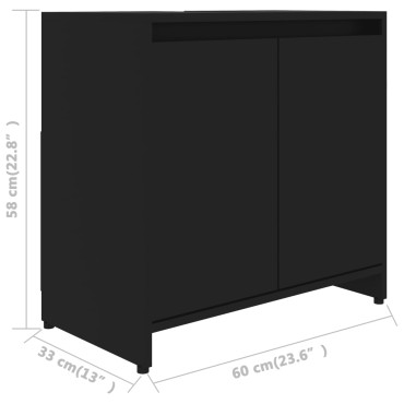 vidaXL Ντουλάπι Νιπτήρα Μαύρο 60x33x61cm από Επεξ. Ξύλο 1 τεμ.