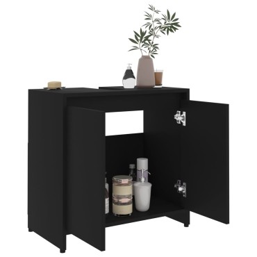 vidaXL Ντουλάπι Νιπτήρα Μαύρο 60x33x61cm από Επεξ. Ξύλο 1 τεμ.