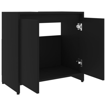 vidaXL Ντουλάπι Νιπτήρα Μαύρο 60x33x61cm από Επεξ. Ξύλο 1 τεμ.