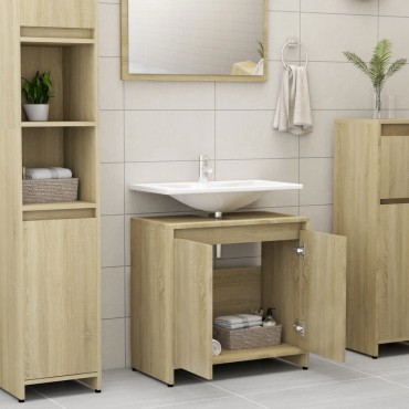vidaXL Ντουλάπι Νιπτήρα Sonoma Δρυς 60x33x61cm από Επεξ. Ξύλο 1 τεμ.