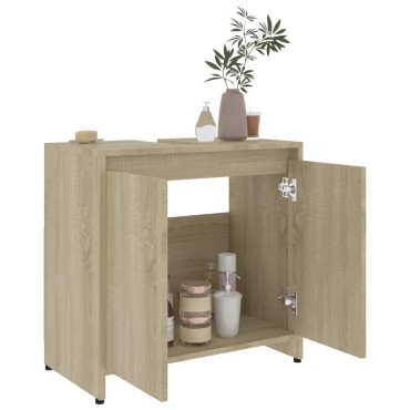 vidaXL Ντουλάπι Νιπτήρα Sonoma Δρυς 60x33x61cm από Επεξ. Ξύλο 1 τεμ.