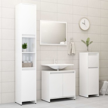 vidaXL Ντουλάπι Νιπτήρα Γυαλιστερό Λευκό 60x33x61cm Επεξ. Ξύλο 1 τεμ.