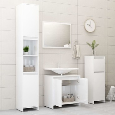 vidaXL Ντουλάπι Νιπτήρα Γυαλιστερό Λευκό 60x33x61cm Επεξ. Ξύλο 1 τεμ.