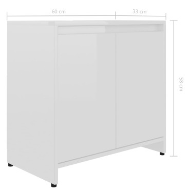 vidaXL Ντουλάπι Νιπτήρα Γυαλιστερό Λευκό 60x33x61cm Επεξ. Ξύλο 1 τεμ.
