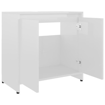 vidaXL Ντουλάπι Νιπτήρα Γυαλιστερό Λευκό 60x33x61cm Επεξ. Ξύλο 1 τεμ.