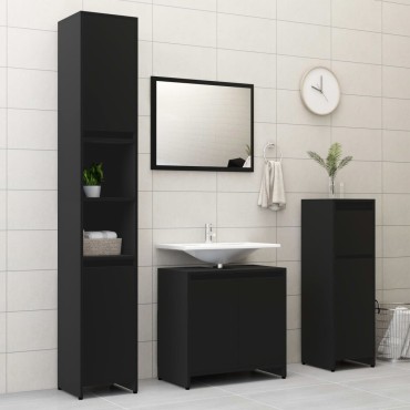 vidaXL Στήλη Μπάνιου Μαύρη 30x30x95cm από Επεξ. Ξύλο 1 τεμ.