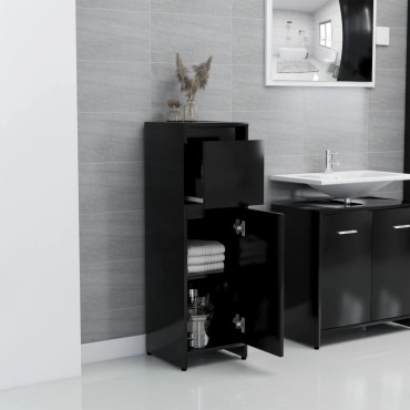 vidaXL Στήλη Μπάνιου Μαύρη 30x30x95cm από Επεξ. Ξύλο 1 τεμ.