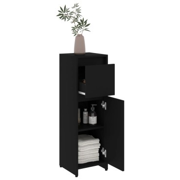 vidaXL Στήλη Μπάνιου Μαύρη 30x30x95cm από Επεξ. Ξύλο 1 τεμ.