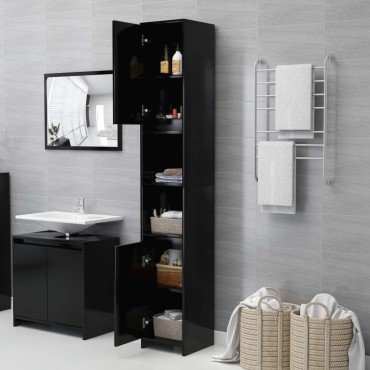 vidaXL Στήλη Μπάνιου Μαύρη 30x30x183,5cm από Επεξ. Ξύλο 1 τεμ.