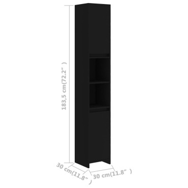 vidaXL Στήλη Μπάνιου Μαύρη 30x30x183,5cm από Μοριοσανίδα 1 τεμ.