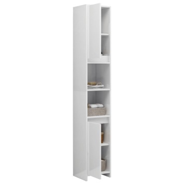 vidaXL Στήλη Μπάνιου Γυαλιστερό Λευκό 30x30x183,5cm Επεξ. Ξύλο 1 τεμ.