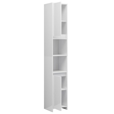 vidaXL Στήλη Μπάνιου Γυαλιστερό Λευκό 30x30x183,5cm Επεξ. Ξύλο 1 τεμ.