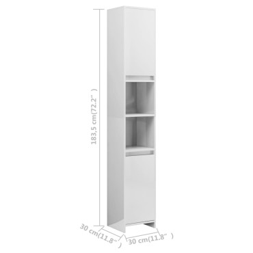 vidaXL Στήλη Μπάνιου Γυαλιστερό Λευκό 30x30x183,5cm Επεξ. Ξύλο 1 τεμ.