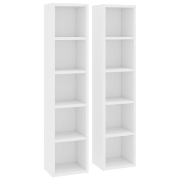vidaXL Έπιπλα για CD 2 τεμ. Λευκά 21x16x93,5cm από Μοριοσανίδα