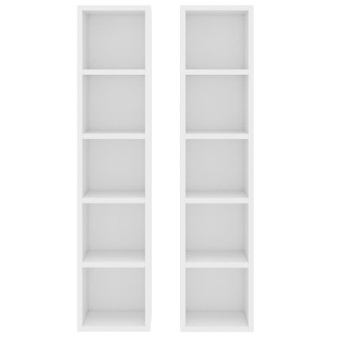 vidaXL Έπιπλα για CD 2 τεμ. Λευκά 21x16x93,5cm από Μοριοσανίδα