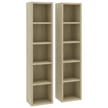vidaXL Έπιπλα για CD 2 τεμ. Sonoma Δρυς 21x16x93,5cm από Μοριοσανίδα