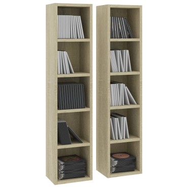 vidaXL Έπιπλα για CD 2 τεμ. Sonoma Δρυς 21x16x93,5cm από Μοριοσανίδα