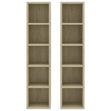 vidaXL Έπιπλα για CD 2 τεμ. Sonoma Δρυς 21x16x93,5cm από Μοριοσανίδα