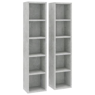 vidaXL Έπιπλα CD 2 τεμ. Γκρι Σκυροδέματος 21x16x93,5cm Μοριοσανίδα