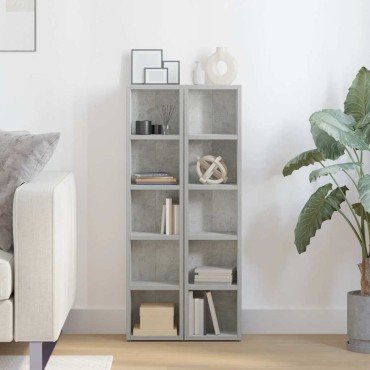 vidaXL Έπιπλα CD 2 τεμ. Γκρι Σκυροδέματος 21x16x93,5cm Μοριοσανίδα