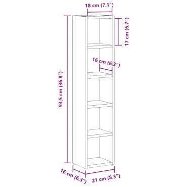 vidaXL Έπιπλα CD 2 τεμ. Γκρι Σκυροδέματος 21x16x93,5cm Μοριοσανίδα