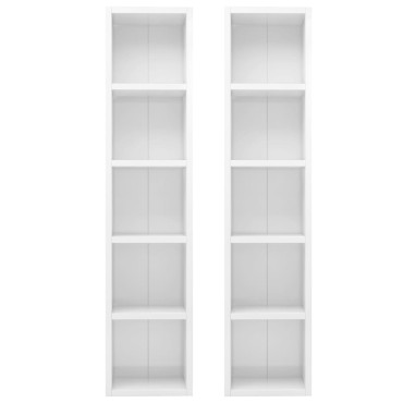 vidaXL Έπιπλα CD 2 τεμ. Γυαλιστερό Λευκό 21x16x93,5cm Μοριοσανίδα
