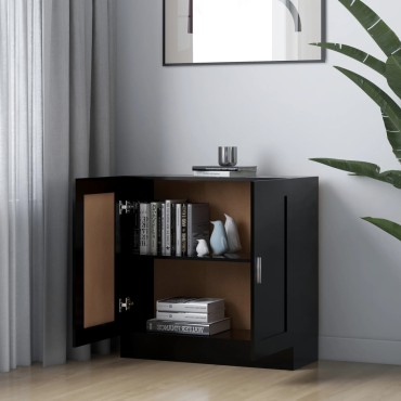 vidaXL Βιβλιοθήκη Μαύρη 82,5x30,5x80cm Επεξ. Ξύλο 1 τεμ.