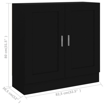 vidaXL Βιβλιοθήκη Μαύρη 82,5x30,5x80cm Επεξ. Ξύλο 1 τεμ.
