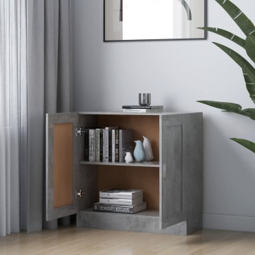 vidaXL Βιβλιοθήκη Γκρι του Σκυροδέματος 82,5x30,5x80cm Επεξ. Ξύλο 1 τεμ.