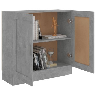 vidaXL Βιβλιοθήκη Γκρι του Σκυροδέματος 82,5x30,5x80cm Επεξ. Ξύλο 1 τεμ.