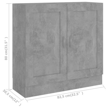 vidaXL Βιβλιοθήκη Γκρι του Σκυροδέματος 82,5x30,5x80cm Επεξ. Ξύλο 1 τεμ.