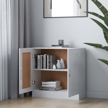 vidaXL Βιβλιοθήκη Γυαλιστερό Λευκό 82,5x30,5x80cm Επεξ. Ξύλο 1 τεμ.