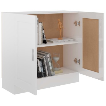 vidaXL Βιβλιοθήκη Γυαλιστερό Λευκό 82,5x30,5x80cm Επεξ. Ξύλο 1 τεμ.
