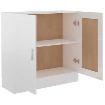 vidaXL Βιβλιοθήκη Γυαλιστερό Λευκό 82,5x30,5x80cm Επεξ. Ξύλο 1 τεμ.