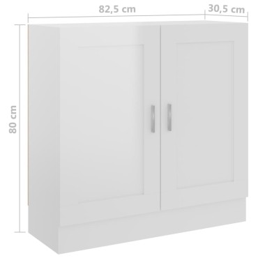 vidaXL Βιβλιοθήκη Γυαλιστερό Λευκό 82,5x30,5x80cm Επεξ. Ξύλο 1 τεμ.