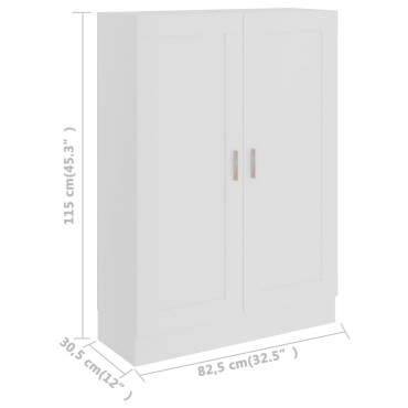 vidaXL Βιβλιοθήκη Λευκή 82,5x30,5x115cm Επεξ. Ξύλο 1 τεμ.