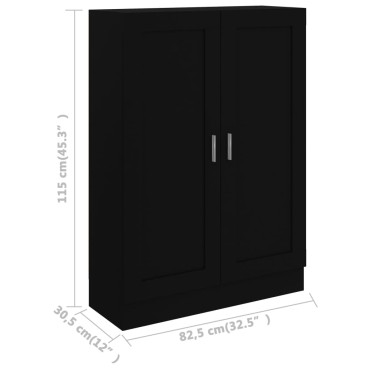 vidaXL Βιβλιοθήκη Μαύρη 82,5x30,5x115cm Επεξ. Ξύλο 1 τεμ.